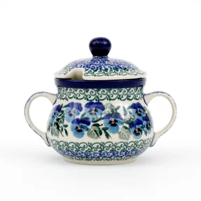 Cukiernica ceramiczna z uchwytami 035 h-9,5cm <br> 2273X Kobaltowe bratki